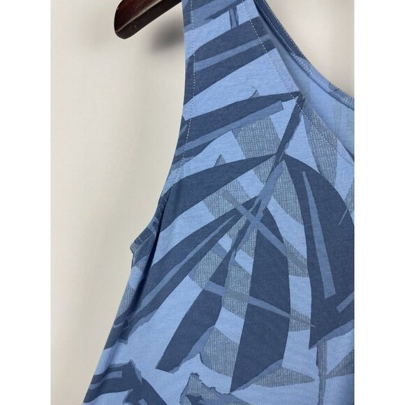 Fresh Produce Blue Sleeveless Palawan Palm Lydia Asymmetrical Hem Dress Size S/M - Picture 7 of 8